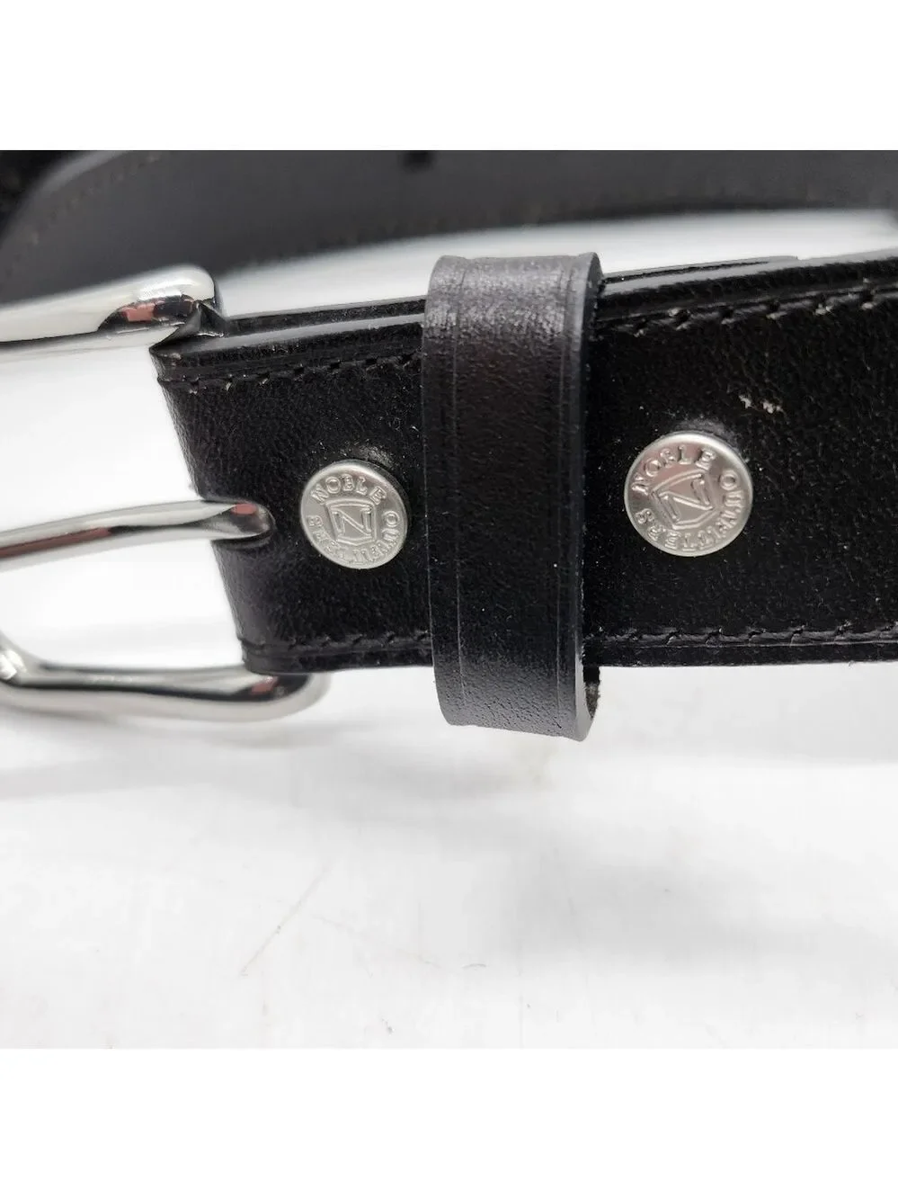Noble Outfitters Double Belt Black Leather Belt Silver Buckels NWOT Sz XL
